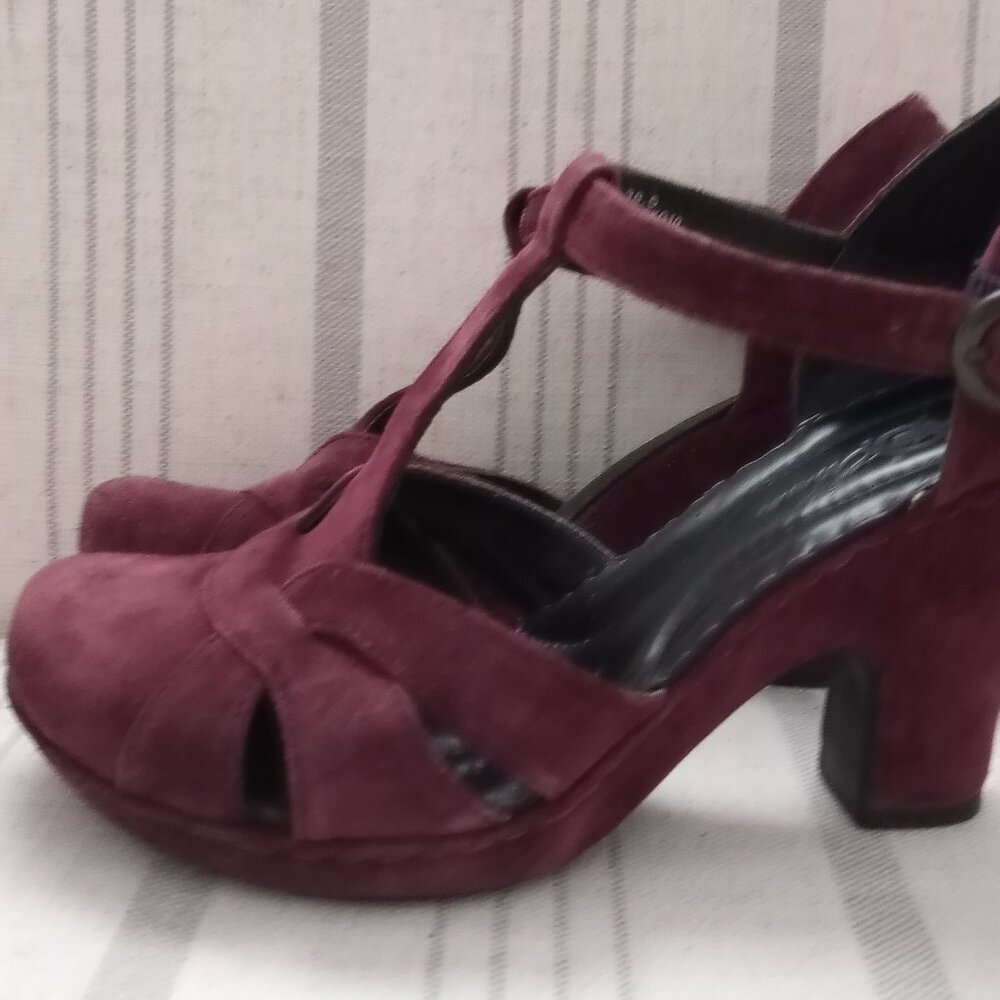 'Born Crown' Burgundy Suede T Bar Platform Size 7.5 EUC - Picture 2 of 15